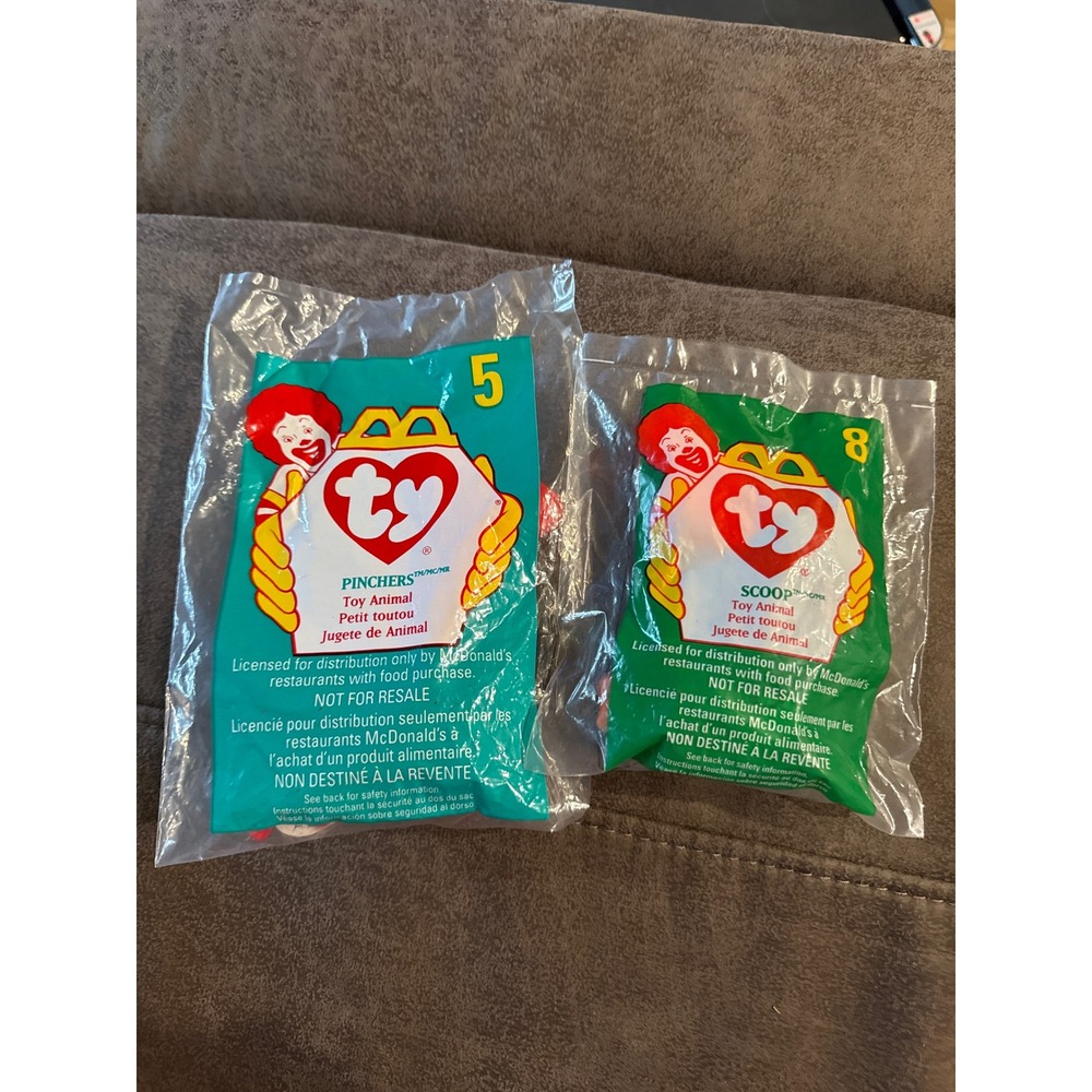 Ty Teenie Beanie Babies McDonald's 1998 Pinchers & Scoop Lot of 2 New Sealed